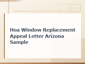 Arizona Hoa Window Replacement Appeal Letter Sample