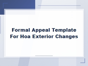 Hoa Appeal Template for Exterior Change Cost Estimates