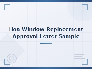 Hoa Window Replacement Approval Letter with Cost Estimates